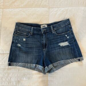 PAIGE Blue Jean Shorts Distressed Cut-Off Style